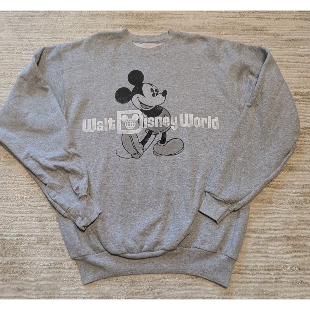Walt Disney World‎ Mickey Mouse Sweatshirt Sz M Crewneck Retro Gray Unisex Parks